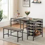 Dining Table Set for 4, Kitchen Table Set for 4 with 2 Benches, 3 Piece Dining Room Table Set for Small Space, Customized