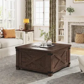 Lift Top Coffee Table with Storage, 35.7 W Square Coffee Tables for Living Room, Small Coffee Table with Large Hidden