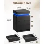 Black Nightstand with Charging Station & LED Lights, Modern Night Stand with 3 Drawers and Sliding Top, Bedside, Customized
