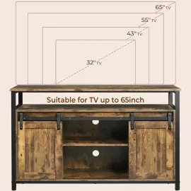 TV Stand for 65 Inch TV, Farmhouse Entertainment Center with Storage, Wood Tall TV Stands for Living Room with Sliding