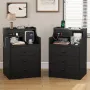 Bedside Table Set of 2 with Charging Station and Storage, Bedroom Bedside Table Set of 2