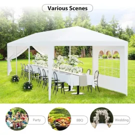 10' X 30' Outdoor Waterproof Gazebo Canopy Tent with Removable Side Walls and Windows, Heavy Duty Tent, White