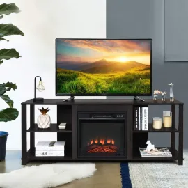2-Tier TV Stand, Entertainment Television Stands, Modern Entertainment Centers with Adjustable Shelves
