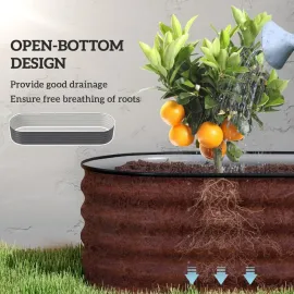 8' x 2' x 1.4' Galvanized Raised Garden Bed Kit, Outdoor Metal Elevated Planter Box with Safety Edging, Easy DIY, Customized