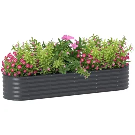 8' x 2' x 1.4' Galvanized Raised Garden Bed Kit, Outdoor Metal Elevated Planter Box with Safety Edging, Easy DIY, Customized