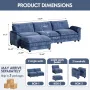 119 Modular Sectional Sofa, L Shaped Sofa Couch with Reversible Ottoman, DIY Combination Chenille Deep 3-Seat Cloud Couch