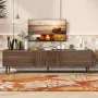 Mid-Century Modern TV Stand, Entertainment Center with 2 Doors and 2 Fluted-Drawers, Media Console for TVs up to 80 Inch