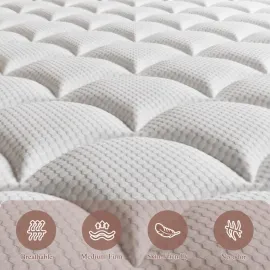 Full Size Mattress, 14 Inch Full Mattress in a Box, Innerspring Hybrid with Cooling Gel Memory Foam, Customized