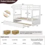 Twin Over Twin Bunk Bed with Trundle, Convertible Platform Bed Frame with Ladder & Solid Wood Frame, Space-Saving Bunk