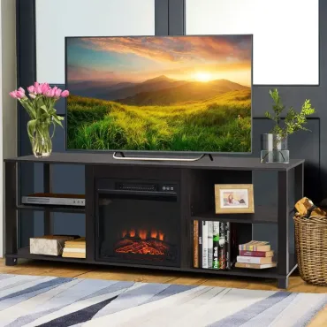 2-Tier TV Stand, Entertainment Television Stands, Modern Entertainment Centers with Adjustable Shelves