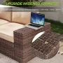 7 Piece Patio Furniture Set with 44 Inch Fire Pit Table Outdoor Wicker Parlor Set with Thick Cushions