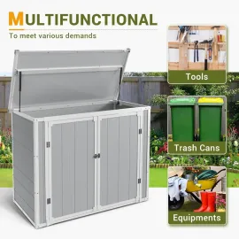 41 Cubic Foot Outdoor Horizontal Storage Shed, Weatherproof Resin Storage Shed, Thickened Floor, Gas Spring, Lockable Door