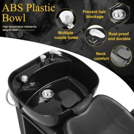 Plastic Shampoo Bowl Chair, Barber Backwash Chair, Hair Washing Station for Spa Beauty Salon