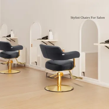 Barber Chairs for Barbershop Black and Gold Styling Chair, Salon Chair for Hair Stylist Heavy Duty Hydraulic Pump