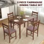 5-Piece Solid Wood Dining Table Set for 4, Farmhouse Kitchen Table with Upholstered Chairs for Small Space, Customized