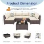 7 Piece Outdoor Patio Furniture Set, Outdoor Sectional Furniture, Rattan & Wicker Modern Modular Conversation Set, Customized