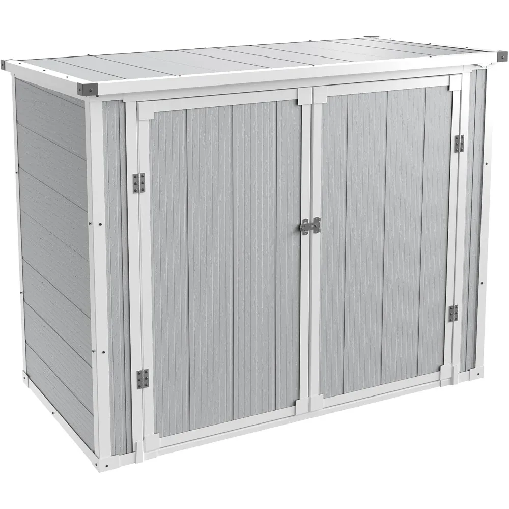 41 Cubic Foot Outdoor Horizontal Storage Shed, Weatherproof Resin Storage Shed, Thickened Floor, Gas Spring, Lockable Door