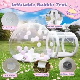 10ft Inflatable Bubble House Dome, Clear PVC Inflatable Bubble House Tent, 600W Air Pump Party Inflatable Dome