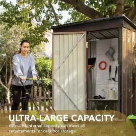Outdoor Storage Shed 5 X 3 Feet Lockable Metal Garden Shed Steel Anti-corrosion Storage Room Backyard Outdoor Terrace (brown)