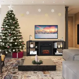 2-Tier TV Stand, Entertainment Television Stands, Modern Entertainment Centers with Adjustable Shelves
