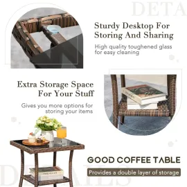Outdoor Rocking Chairs 3 Piece Patio Furniture Set with Side Table & Cushions, Wicker Porch Rocker Bistro Set High, Customized