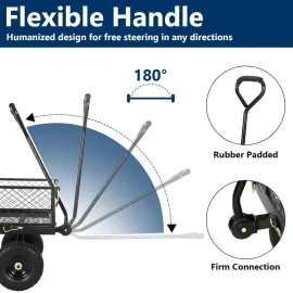 Heavy Duty 400 Lbs Capacity Mesh Steel Garden Cart, 4 Cu.Ft Heavy Duty Garden Cart with 180° Rotating Handle, Customized