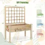 Raised Garden Bed with Lattice Trellis, 4 Drainage Holes, Wooden Elevated Planter Box with Legs for Climbing Vine, Customized