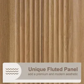 Buffet Cabinet with Storage, 118 Accent Sideboard Modern Credenza Set of 2 with Doors & Adjustable Shelves Fluted Media