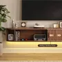 71 Floating TV Stand with Power Outlet for TVs up to 80, Fluted Entertainment Center with Remote Control for LED Lights