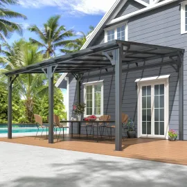 10x14 FT Lean to Gazebo, Pergolas and Gazebos Clearance, Awnings for Patio Covers for Shade and Rain Outdoor Gazebo for Patios