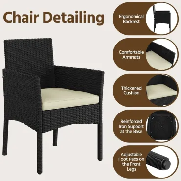 Patio Furniture Set 4 Pieces Conversation Sets, Rattan Chair Wicker Set Loveseat with Soft Cushion and Glass Table, Customized