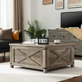 Lift Top Coffee Table with Storage, 35.7 W Square Coffee Tables for Living Room, Small Coffee Table with Large Hidden