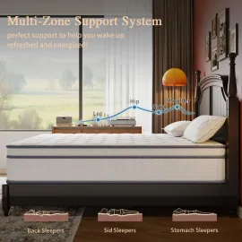 Full Size Mattress, 14 Inch Full Mattress in a Box, Innerspring Hybrid with Cooling Gel Memory Foam, Customized