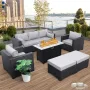 Patio Furniture Set 45 In Outdoor Fire Pits 6 Pieces Outdoor Patio Furniture 60000 BTU Outdoor Propane Fire Pit, Customized