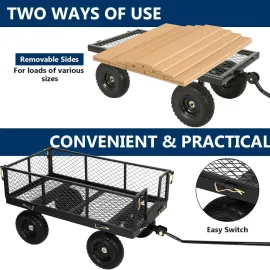 Heavy Duty 400 Lbs Capacity Mesh Steel Garden Cart, 4 Cu.Ft Heavy Duty Garden Cart with 180° Rotating Handle, Customized