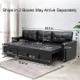 Modern Sectional Sofa, with Storage Chaise Black/Air Leather