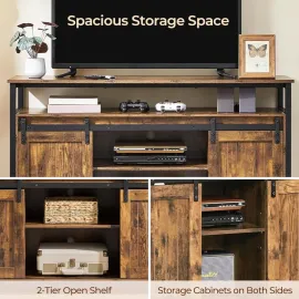 TV Stand for 65 Inch TV, Farmhouse Entertainment Center with Storage, Wood Tall TV Stands for Living Room with Sliding