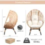 Oversized Patio Egg Chair with Waterproof Cushions, Outdoor Wicker Egg Chair, 500 LBS Capacity All-Weather Rattan, Customized