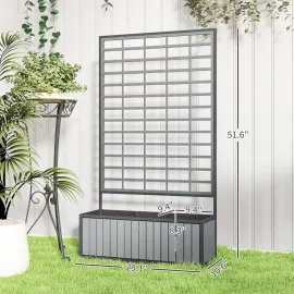 Wooden Raised Garden Bed with Trellis, Removable Pots, Drainage Holes for Climbing Vines, Vegetables, Flowers, Customized