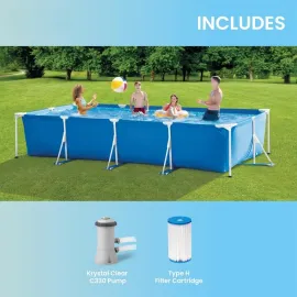 Rectangular Frame 14 ft 9 in x 7 ft 3 in x 33 in Above Ground Pool, Swimming Pool with Steel Frame and 530 GPH, Customized