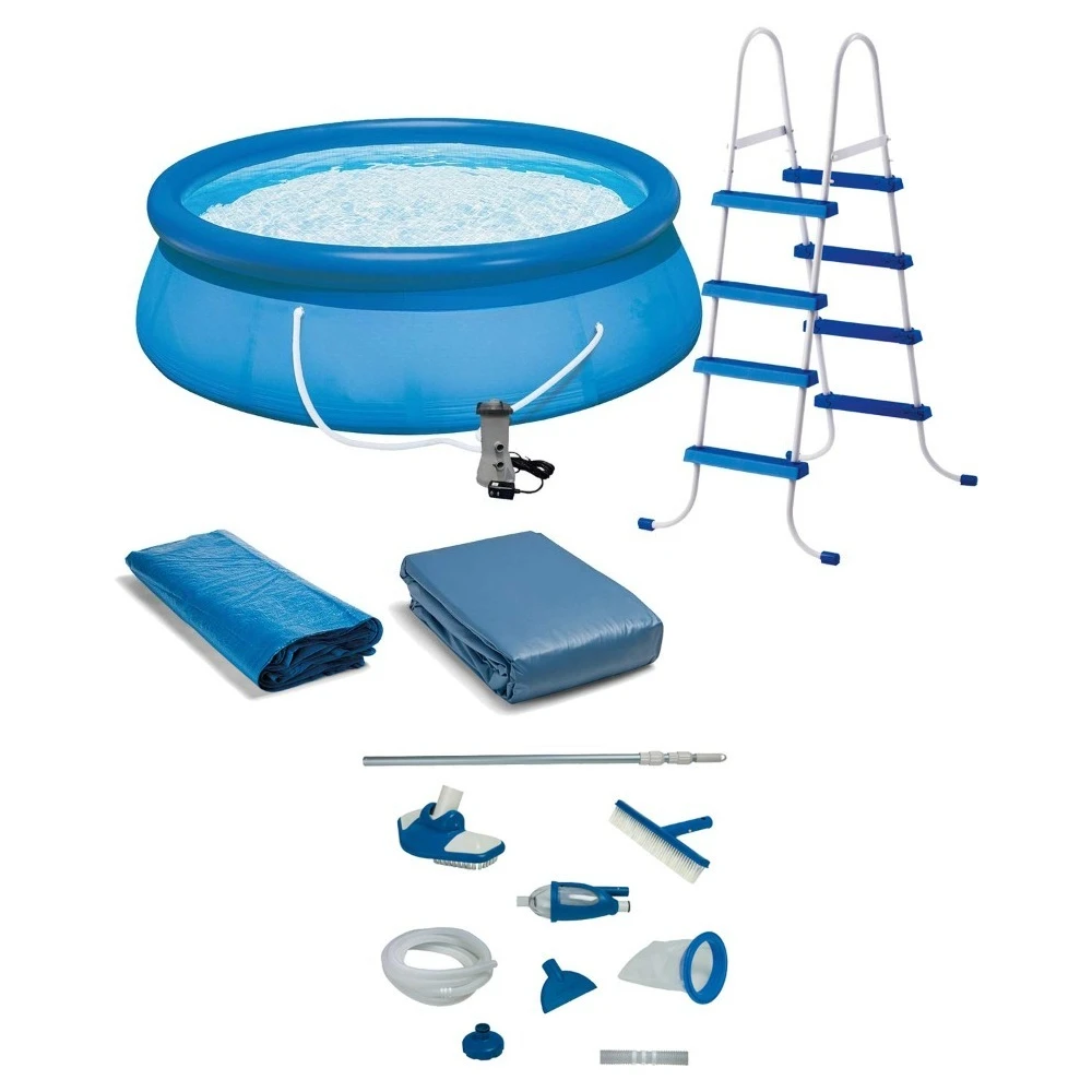15'x48 Round Inflatable Outdoor Above Ground Swimming Pool Set with Ladder, Filter Pump, and Deluxe Maintenance, Customized