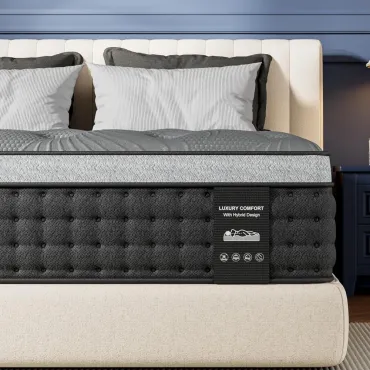 Firm Queen Mattress 14 inch, Cooling Hybrid Mattress in a Box with 5-Zone Support, Luxury Hotel-Collection Design, Customized