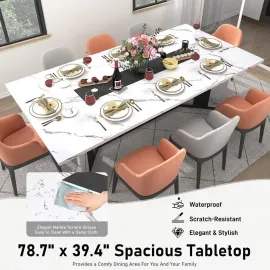78 Inch Dining Table for 6 8 People, Modern Rectangular Kitchen Table W/Waterproof Tabletop,Large Modern Dining Room, Customized