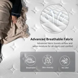 Queen Mattress, 10 Inch Hybrid Queen Size Mattresses in a Box, Memory Foam Individual Pocket Springs, Medium Firm, Customized