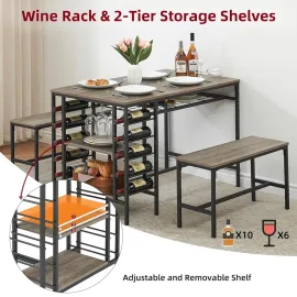 Dining Table Set for 4, Kitchen Table Set for 4 with 2 Benches, 3 Piece Dining Room Table Set for Small Space, Customized