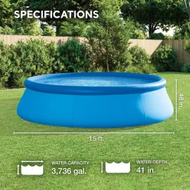 15'x48 Round Inflatable Outdoor Above Ground Swimming Pool Set with Ladder, Filter Pump, and Deluxe Maintenance, Customized