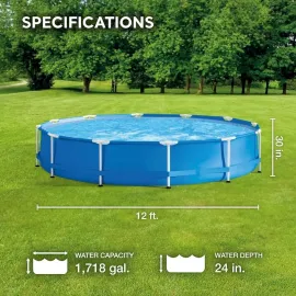 12 Foot by 30 Inch Framed Above Ground Swimming Pool with 42 Inch Tall Ladder, Maintenance Kit Vacuum Skimmer, Customized