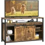 TV Stand for 65 Inch TV, Farmhouse Entertainment Center with Storage, Wood Tall TV Stands for Living Room with Sliding