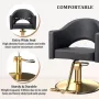 Barber Chairs for Barbershop Gold Black Styling Chair, Salon Chair for Hair Stylist, Heavy Duty Hydraulic Pump