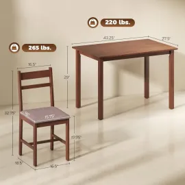 5-Piece Solid Wood Dining Table Set for 4, Farmhouse Kitchen Table with Upholstered Chairs for Small Space, Customized
